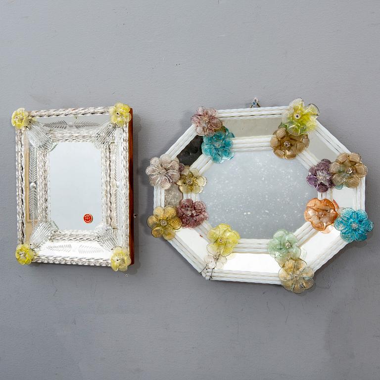 Two mid 20th century mirrors from Murano, Venice Italy.