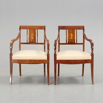 KARMSTOLAR, ett par, Empirestil, 1900-tal.