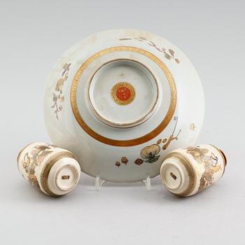 FAT samt VASER, 1 par, porslin, Satsuma, Japan, 1800-/1900.