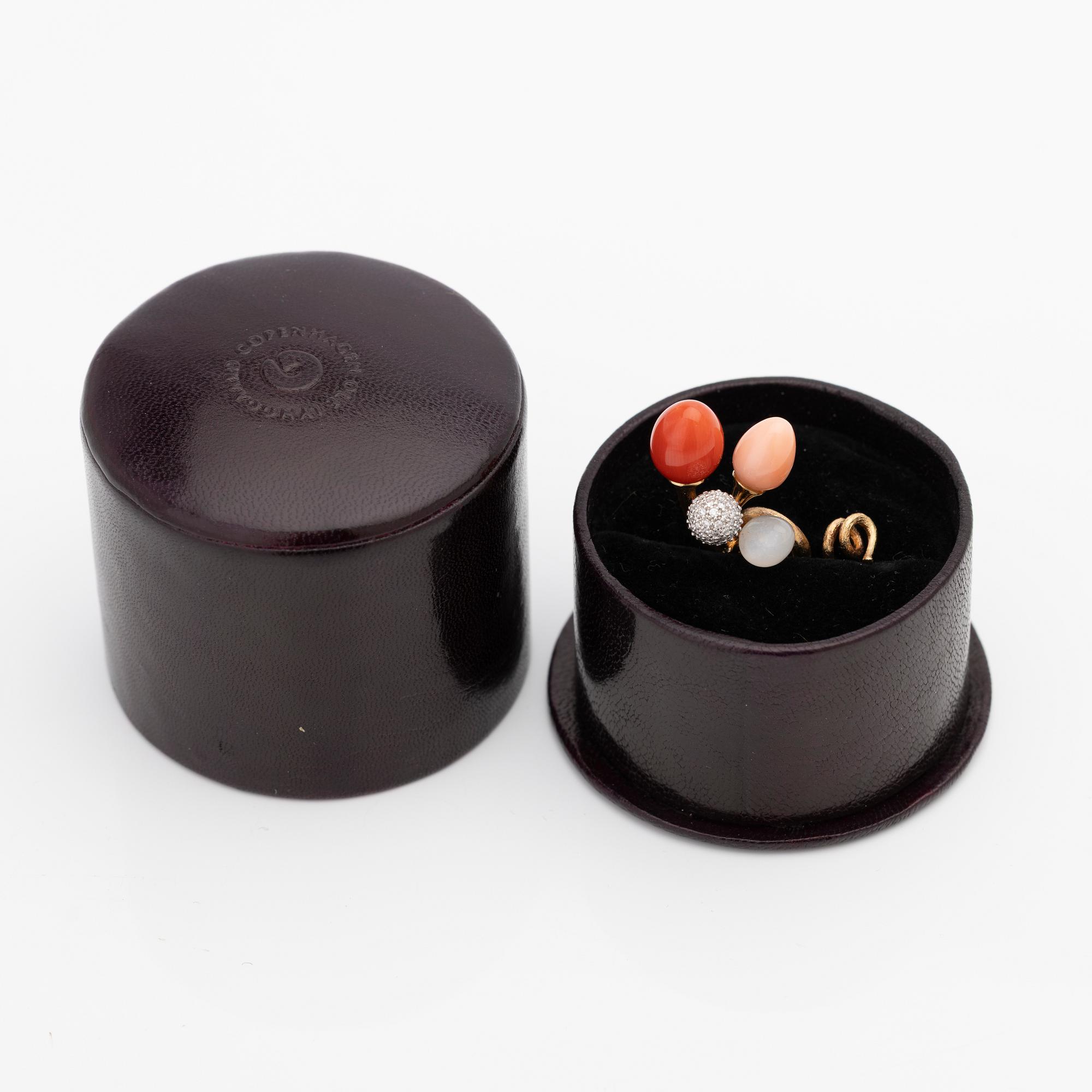 Ole Lynggaard, Pendant, 18K rose gold with red and pink coral, white moonstone and brilliant-cut diamonds, designed by Charlotte Lynggaard.