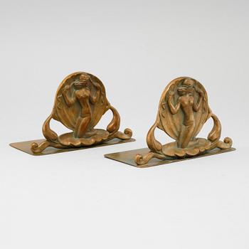 A pair of bronze bookends from Ystad Brons, first half fo the 20th century.