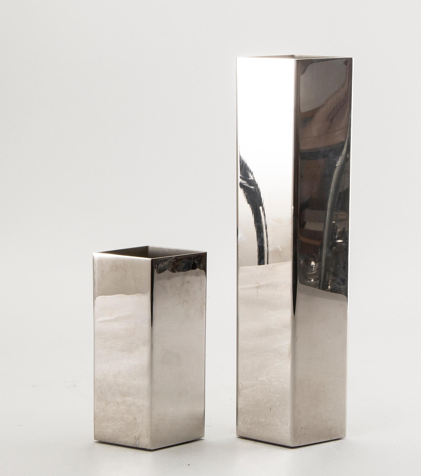 Sigurd Persson, a set of four metal signed vases.