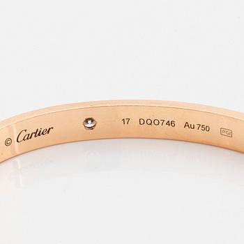 Cartier armband "Love" 18K roséguld med fyra runda briljantslipade diamanter.