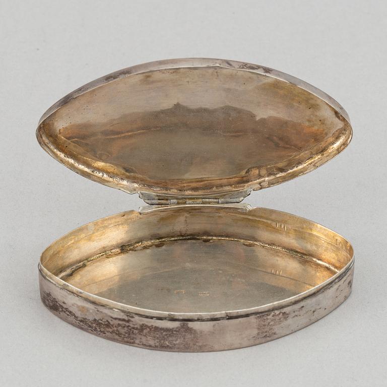 Dosa, guld, samt dosor, 4 st, silver. 1800-1900-tal.