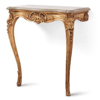 45. A Swedish giltwood and limestone console table, Stockholm, later part 18th century.