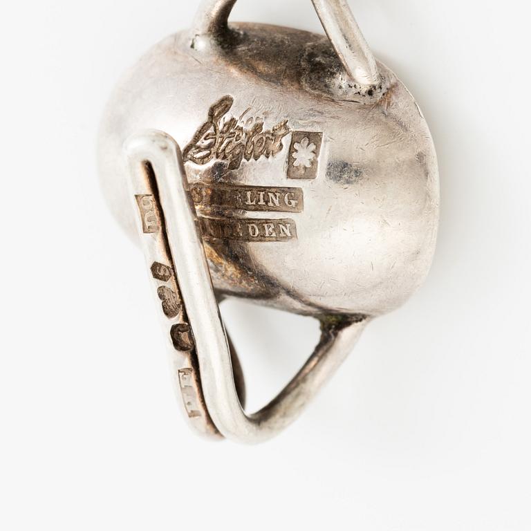 Jewellery set, earrings and bracelet, silver, Sigurd Persson for Stigbert, Engelbert. Stockholm 1954 and 1957.