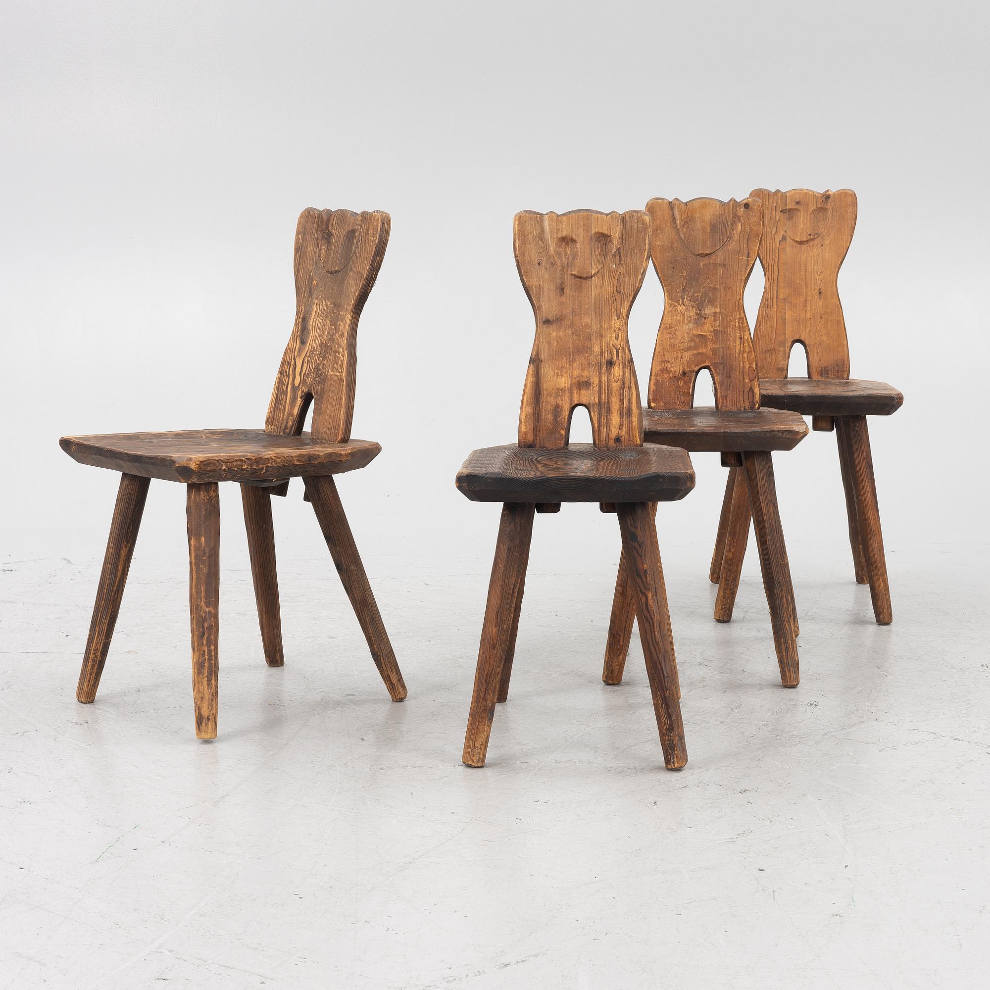 Dining group, 5 pieces, so-called sports cabin furniture, mid-20th century.