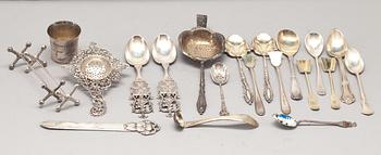 PARTI DIVERSE, silver, 21 delar, Sverige, 1800/1900-tal. Total vikt ca 420 g.