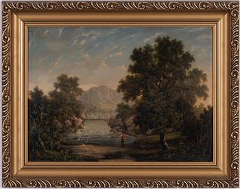 Unknown artist, 19th century, Landscape with fishermen.