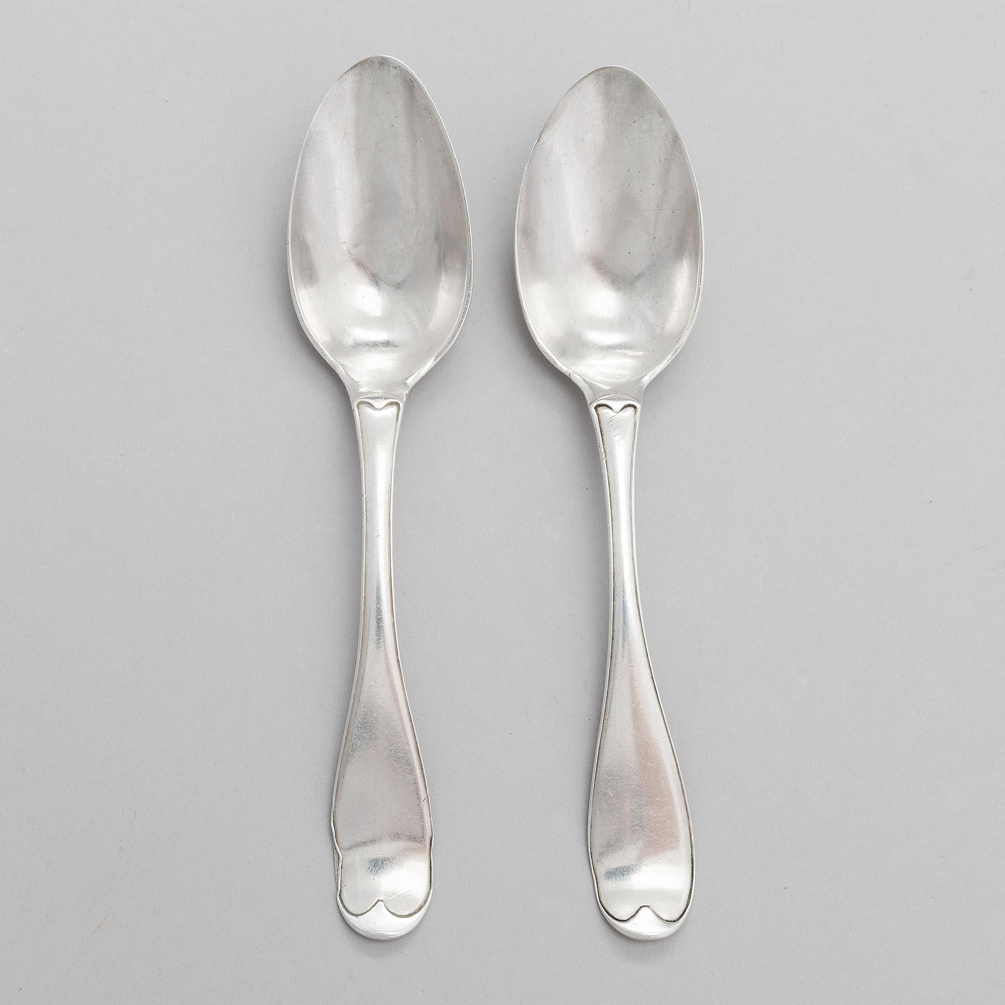 ANDERS FREDRIK WEISE, A pair of late 18th-century silver spoons, mark of Weise, Stockholm 1795.