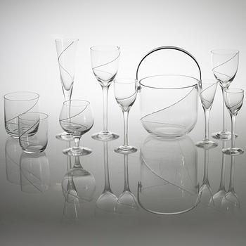 109 pieces of glass table ware, "Line" designed by Anna Ehrer for Kosta Boda.