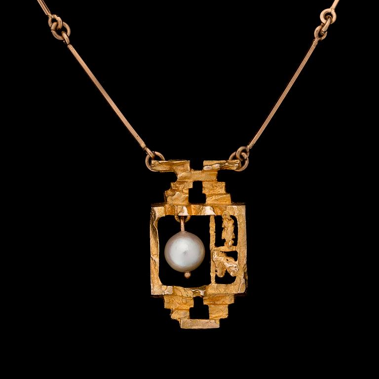 BJÖRN WECKSTRÖM, COLLIER, "Magisk pärla", 14K guld, odlad pärla. Lapponia 1868,