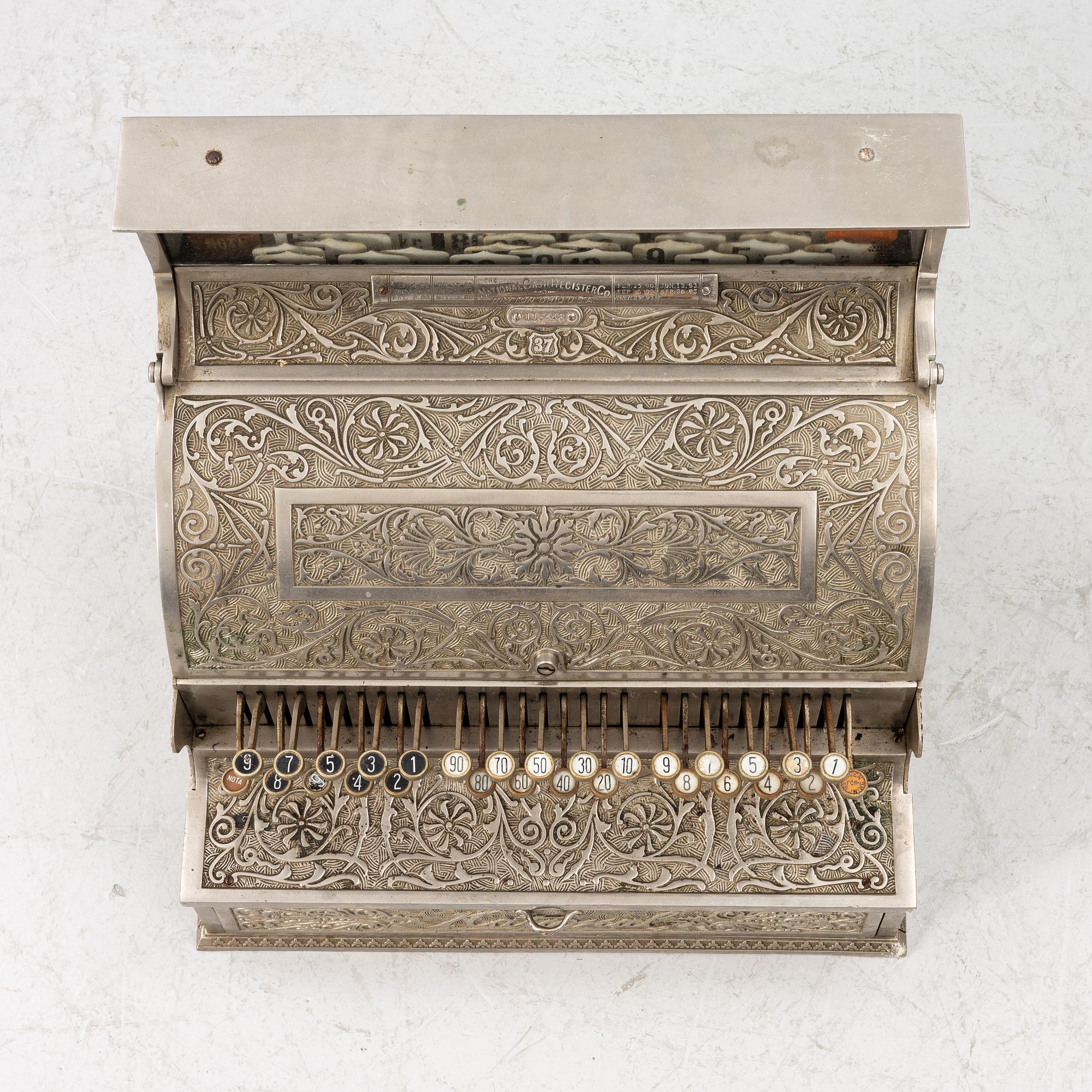Kassaapparat, modellnummer 37, National Cash Register Co, USA, omkring år 1900.