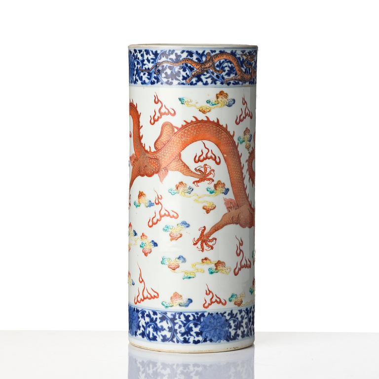 A Chinese 'dragon' porcelain brush stand, Qing dynasty, Guangxu mark and period (1875-1908).
