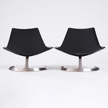 Preben Fabricius & Jørgen Kastholm, a pair of 'Scimitar' easy chairs, Ivan Schlechter, Copenhagen, ca 1962.