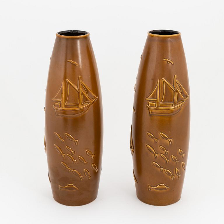 A pair of faience floor vases, Bo Fajans, around mid 20th Century.