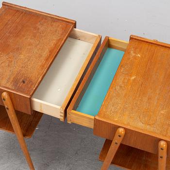 A pair of teak bedside tables, AB Carlströms & Co Möbelfabrik, 1950's/60's.