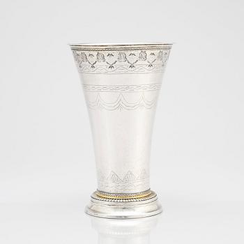 Jonas Berg, bägare, delvis förgyllt silver, Stockholm, 1755.