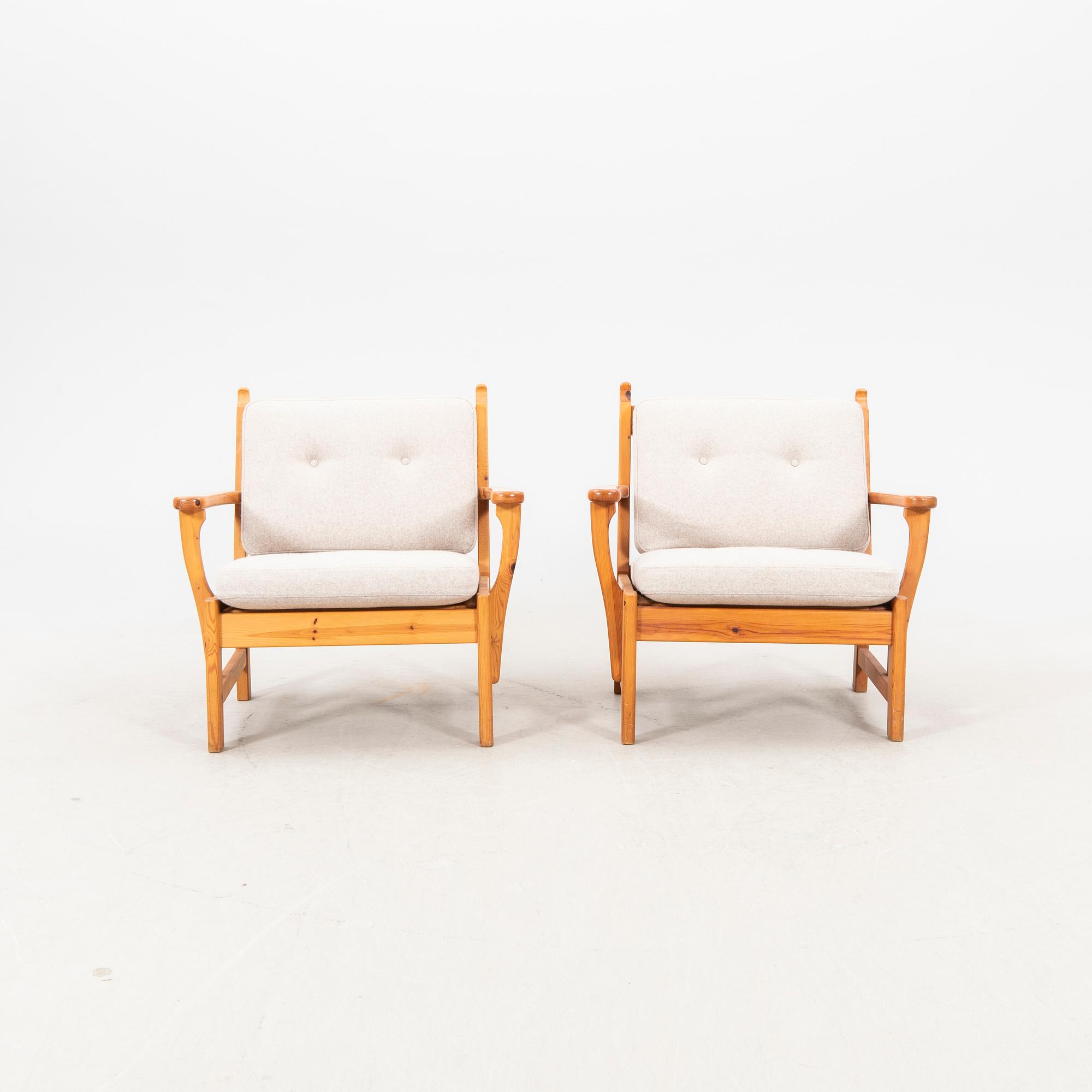 Yngve Ekström, a pair of pine armchairs from Swedese 1960770s.