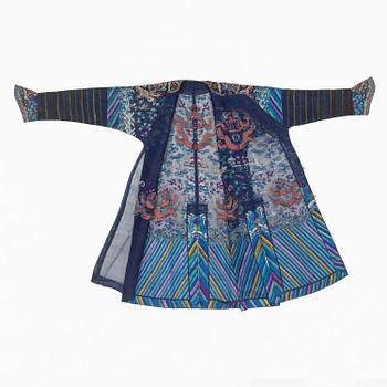 A blue ground summer gauze 'dragon robe' robe, Qing dynasty, circa 1900.