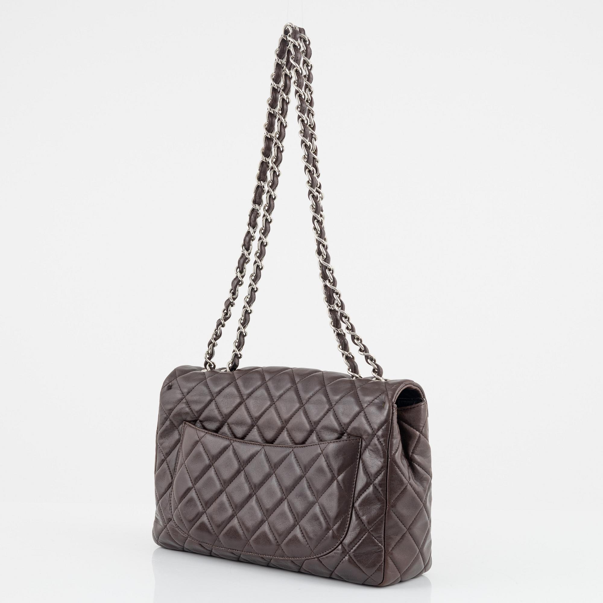 Chanel, a chocolate brown leather 'Single Flap Bag', 2015-16.