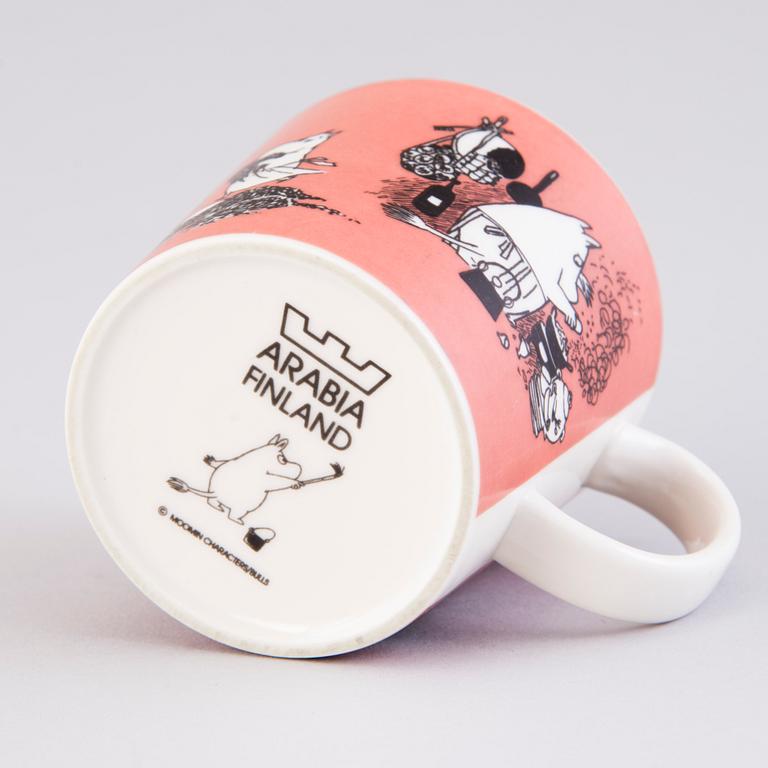 MUMINMUGG, porslin, "Mug mörk rosa",  Moomin Characters, Arabia 1991-1999.