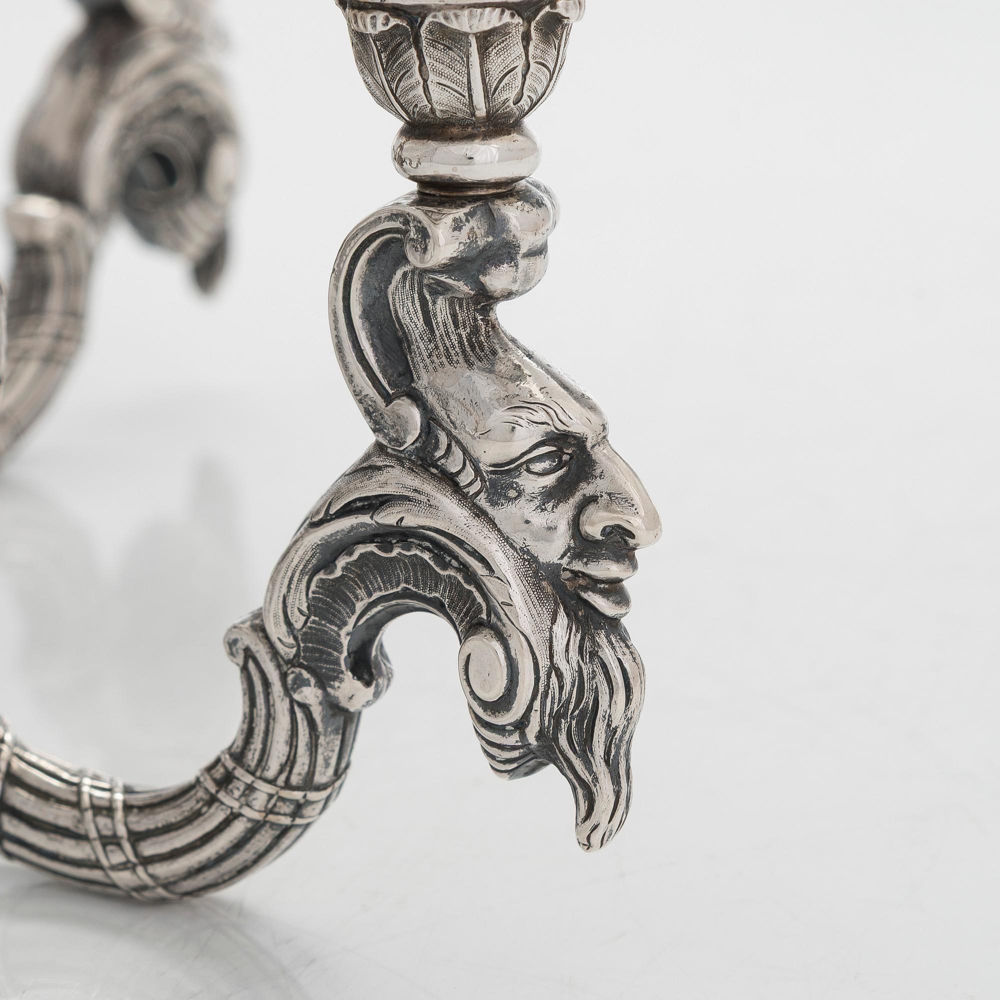 Christian Hammer, kandelabrar, ett par, silver, Stockholm 1854-1863.