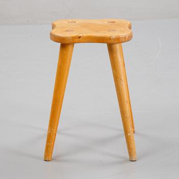 A pinewood stool, mid 20th Century.
