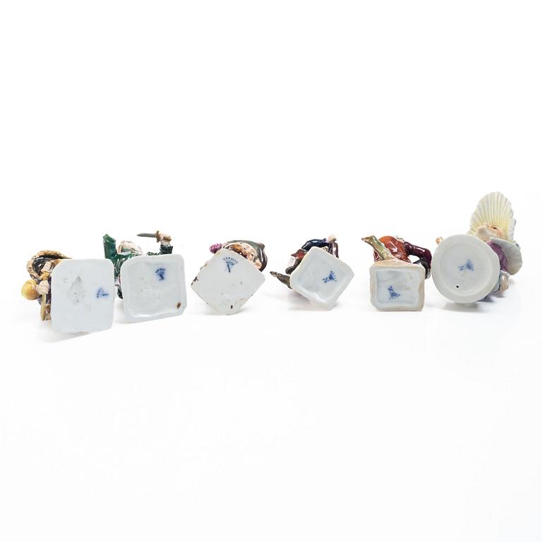 Figurines, 6, porcelain, Naples.