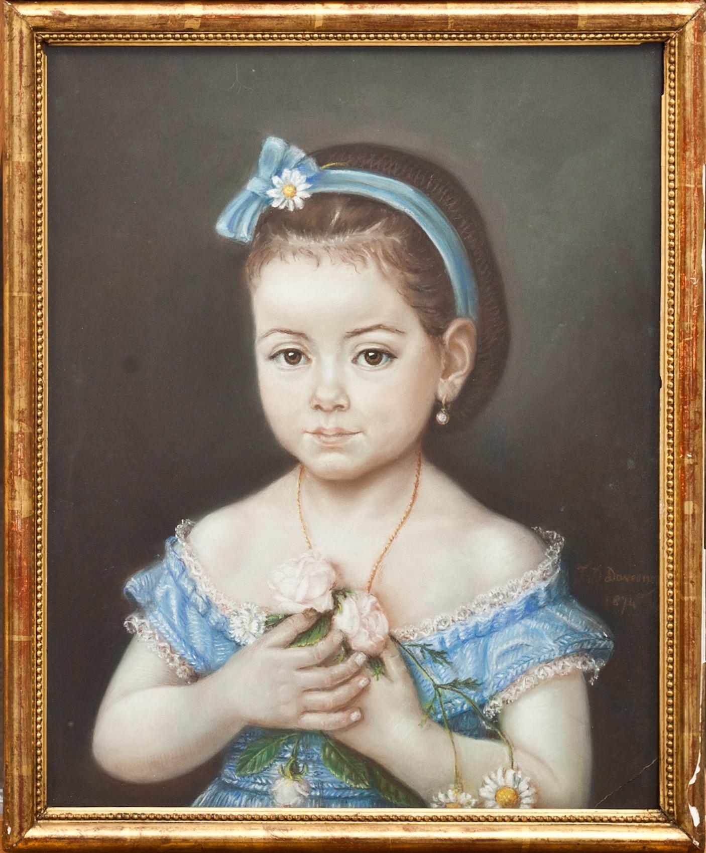 OKÄND KONSTNÄR, 2 st. Pasteller, signerad JD Doverny daterat 1874.