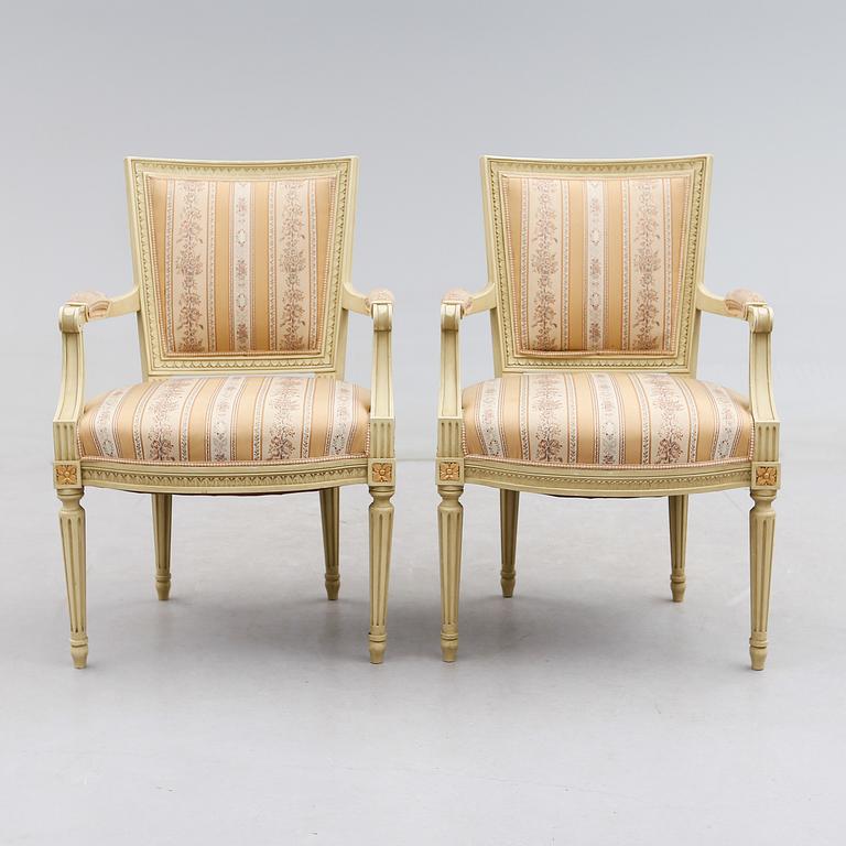 KARMSTOLAR, 1 par, gustaviansk stil, 1900-talets mitt.