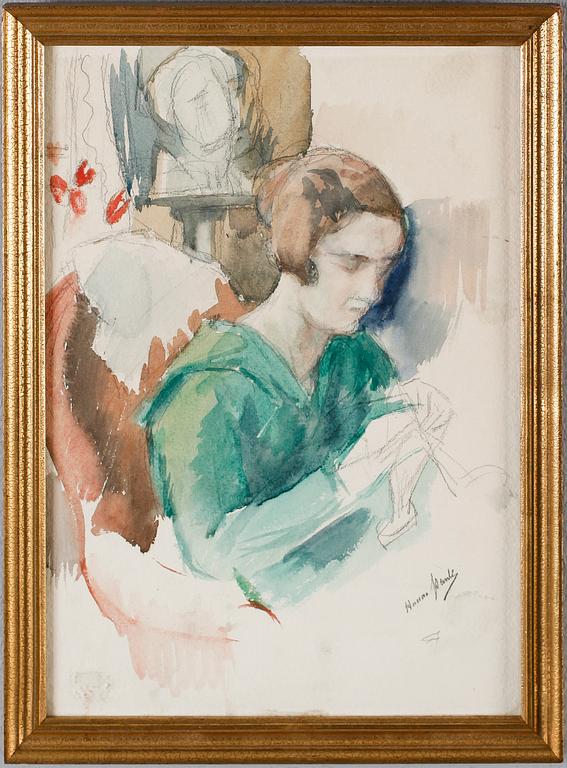 HANNA HIRSCH PAULI, akvarell, signerad.