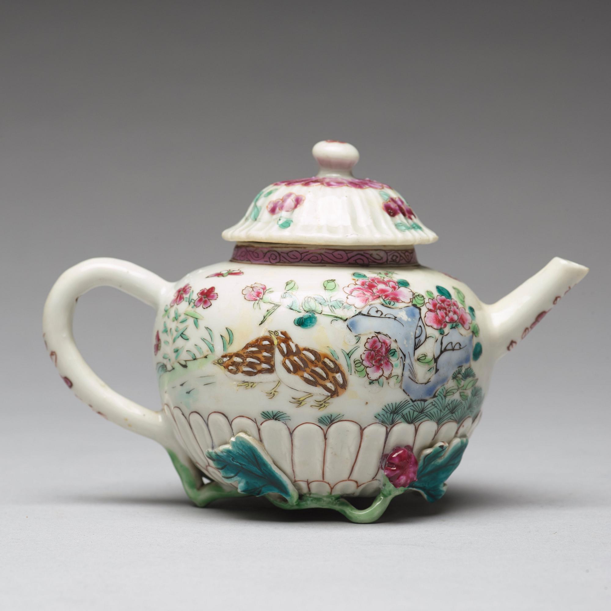 A famille rose tea pot with cover, Qing dynasty, 18th Century.