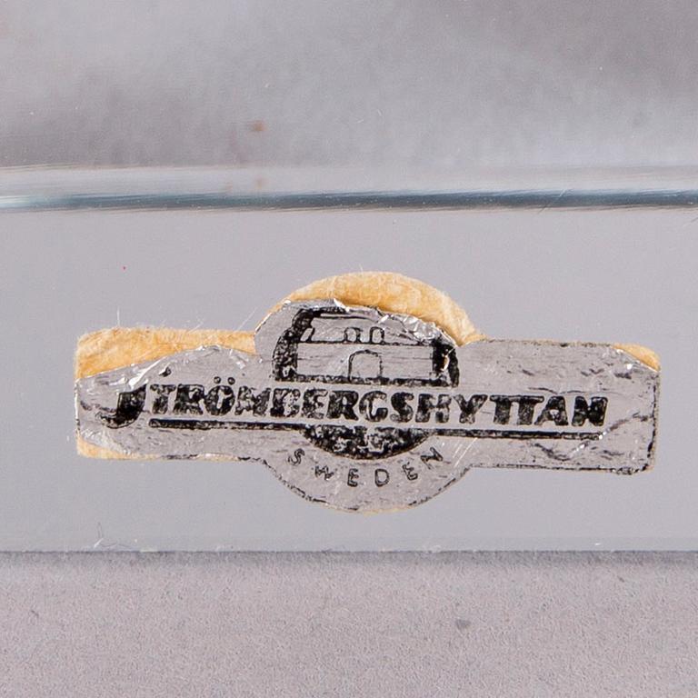 A set of seven 1930/40s Asta Strömberg glass candle sticks from  Strömbergshyttan, candlesticks, 7 pcs,