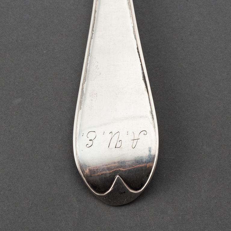 A swedish silver serving spoon, mark of Niklas Ramberg, Lund 1810.