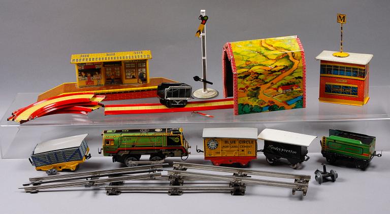 TÅGBANA, ca 18 delar. Litograferad plåt. England.