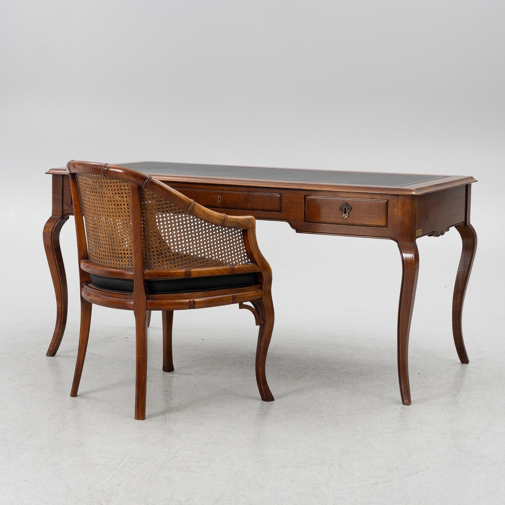 Grange, skrivbord samt stol, "Le Bureau La Fayette", Louis XV-stil, Frankrike, 1900-talets slut.