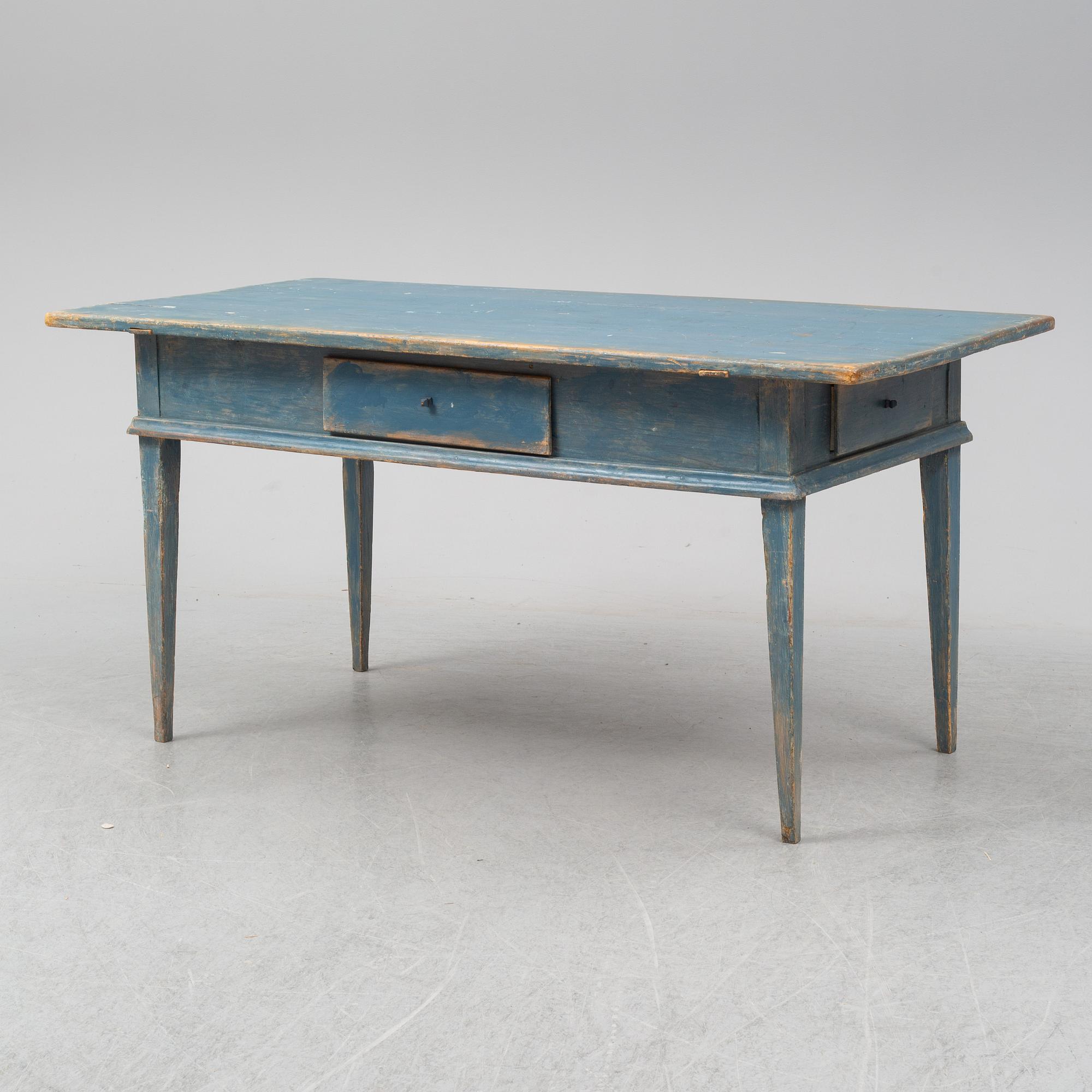 A painted pine table, 19th Century.