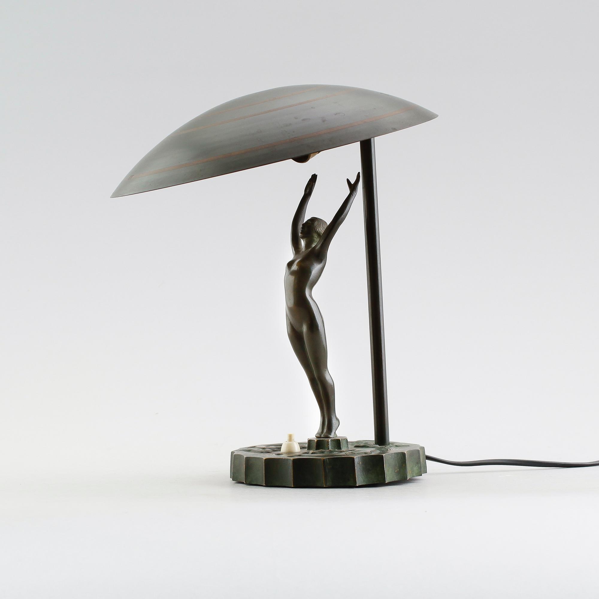 BORDSLAMPA, art déco, brons, 1900-talets första hälft.