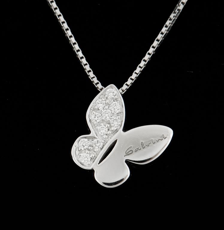 HALSSMYCKE, Salvini, Italien, 18K vitguld med briljantslipade diamanter tot ca0,09ct. Vikt 6g.