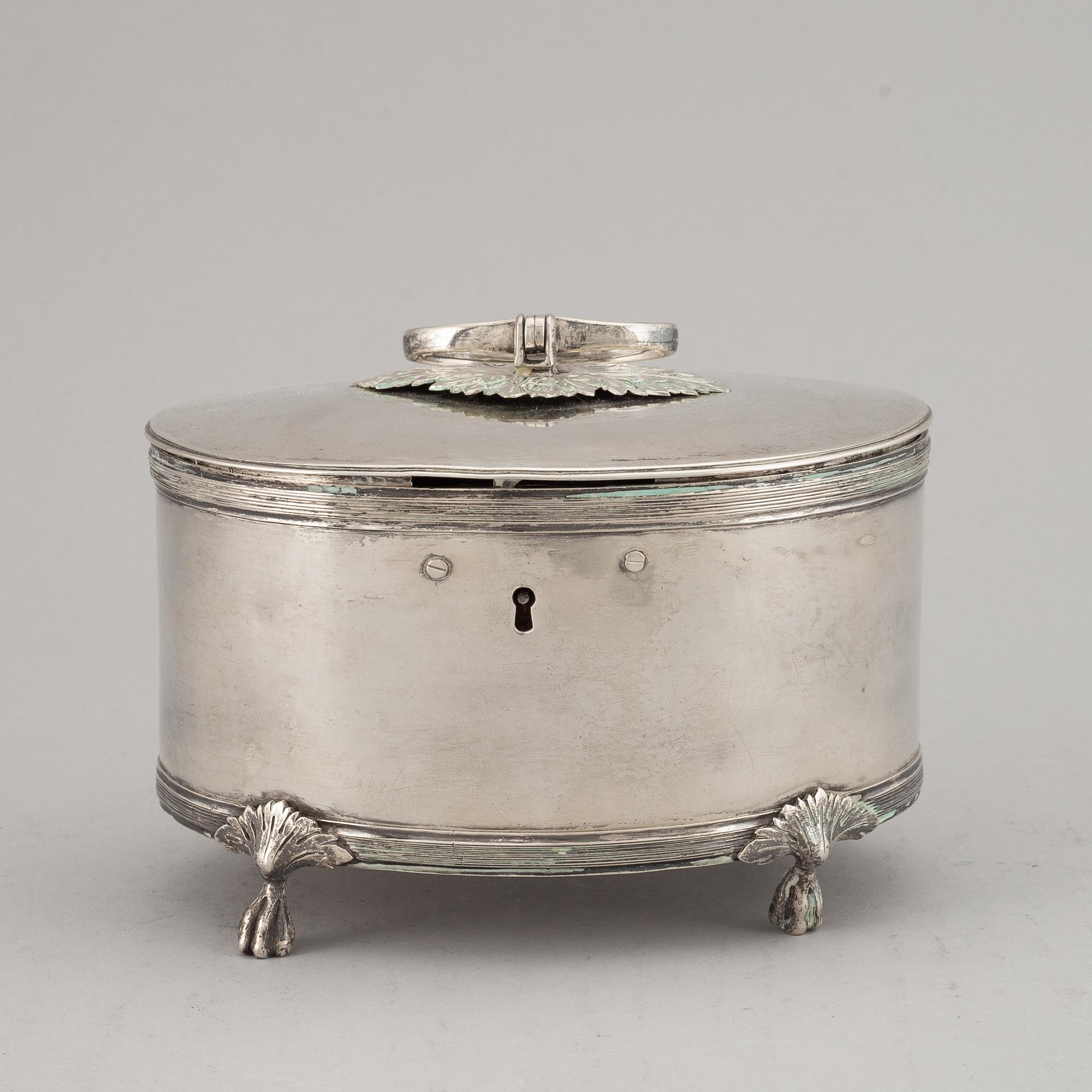 A Swedish early 19th century silver sugar-casket, mark of Petter Adolf Sjöberg, Stockholm 1812.