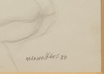 MAX WALTER SVANBERG, skiss blyerts, signerad.