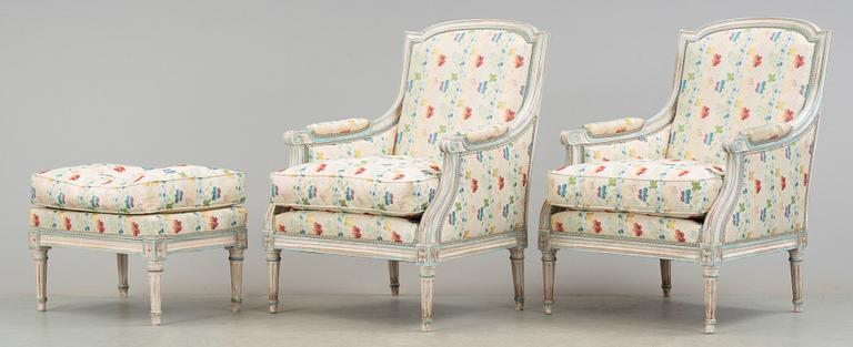BERGERER, ett par, samt PALL, Louis XVI-stil, 1800/1900-tal.