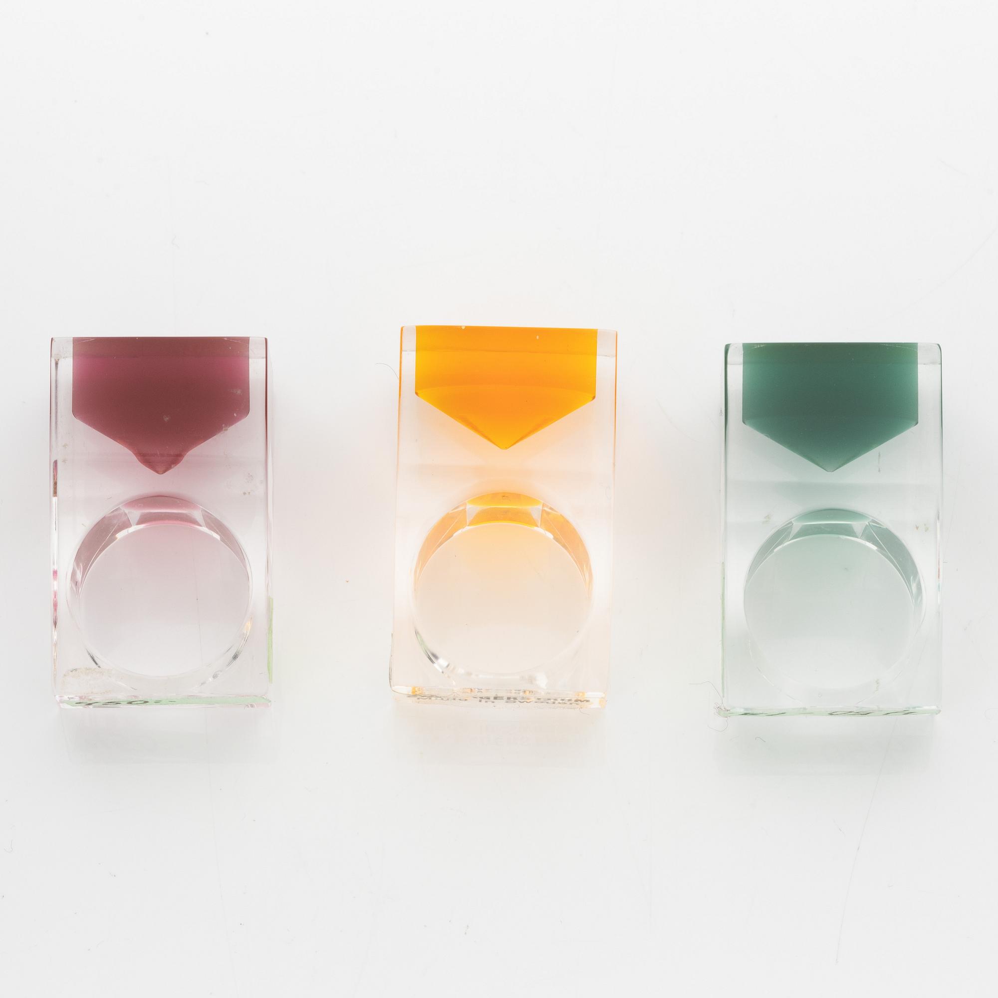 Siv Lagerström, three acrylic plastic rings, 1970s.