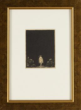 John Bauer, litografi, ur sviten: "Troll", 1915, signerad J B i trycket.