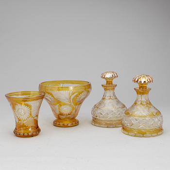 KARRAFFER samt VASER, 2+2, glas, Böhmen, 1800-talets slut.