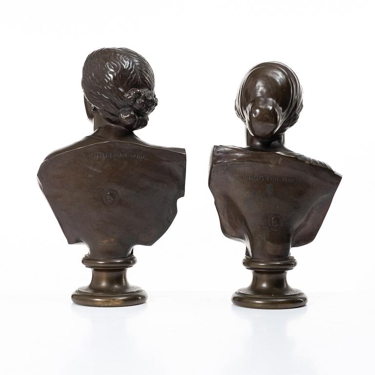 Ferdinand Barbedienne, Two busts, late 19th century.