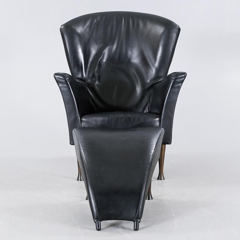 A lounge chair with foot stool by Gijs Papavoine for Montis, model "Castor", late 20th century.