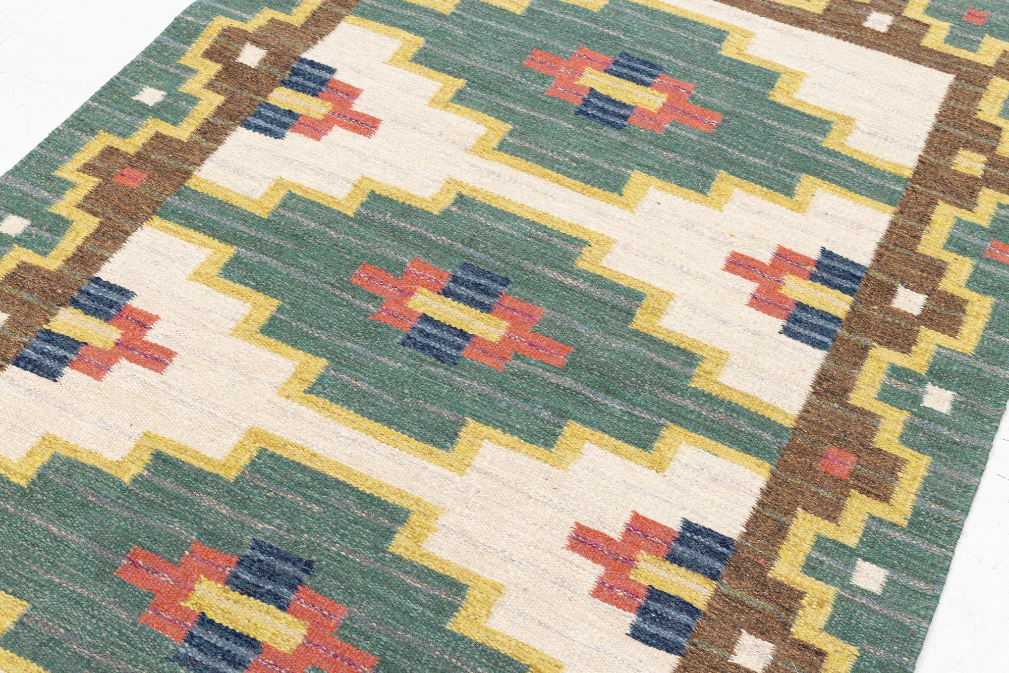 Rug, flat weave, signed GK, approx. 202 x 136 cm.