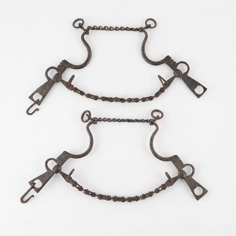 A pair of iron horse bits, 18th Century.